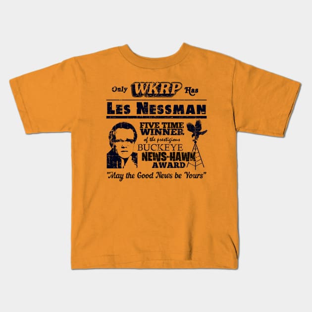 Les Nessman, Buckeye News Hawk Award, distressed Kids T-Shirt by MonkeyKing